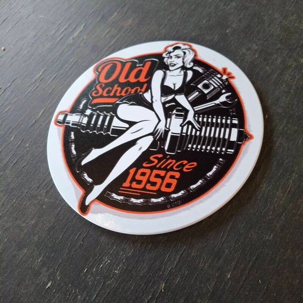 Old School - Ronde metalen wandplaat