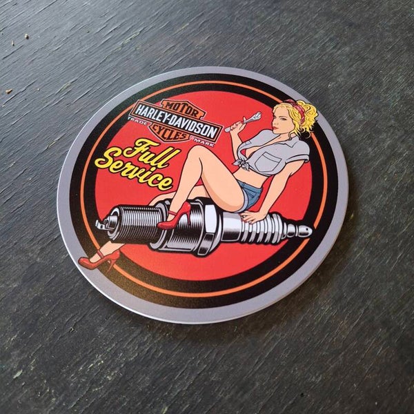 Harley Davidson service - Ronde metalen wandbord