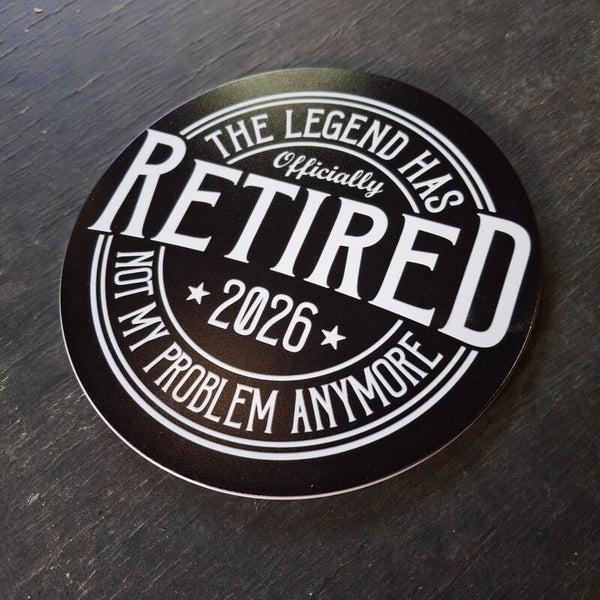 Retired 2026 - Ronde metalen wandplaat