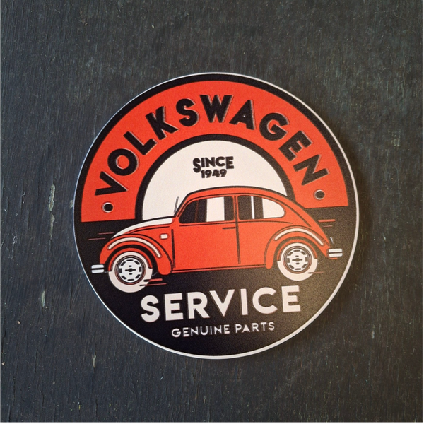 Volkswagen service - Rond metalen wandbord