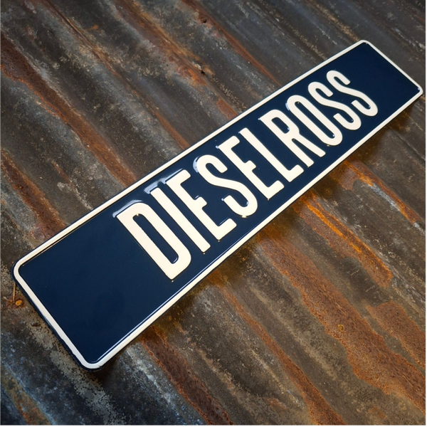 Dieselross - Metalen nummerplaat oud blauw