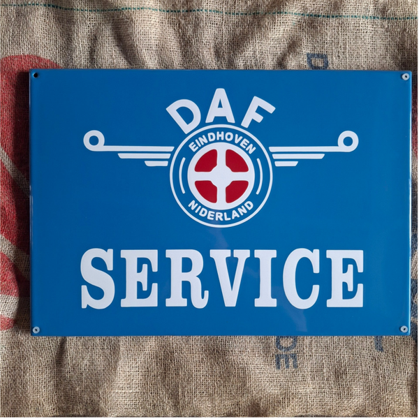 Daf Service - Emaille bord met omgezette rand
