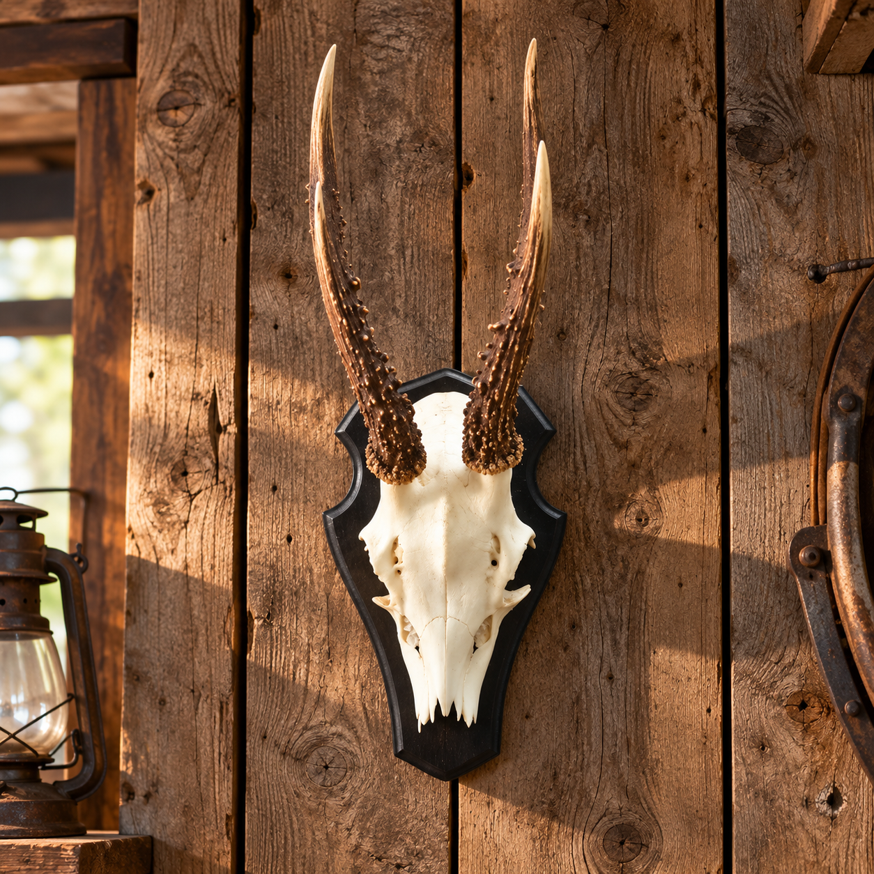 Reegewei op zwart houten schild - Natuurlijke decoratie