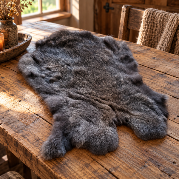 Konijnenvacht grijsbruin - Natuurlijke decoratie