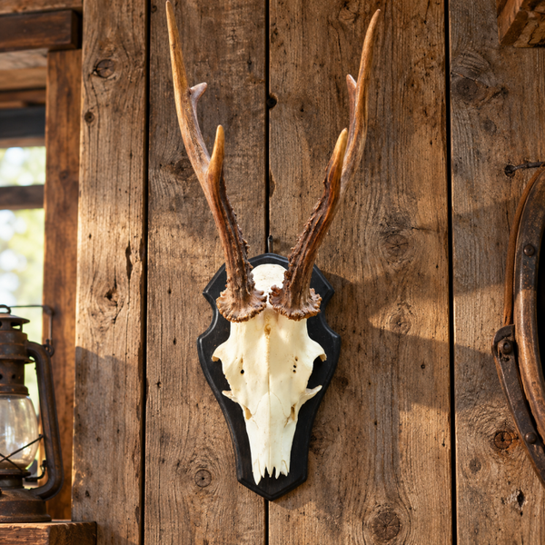 Reegewei op zwart houten schild - Natuurlijke decoratie