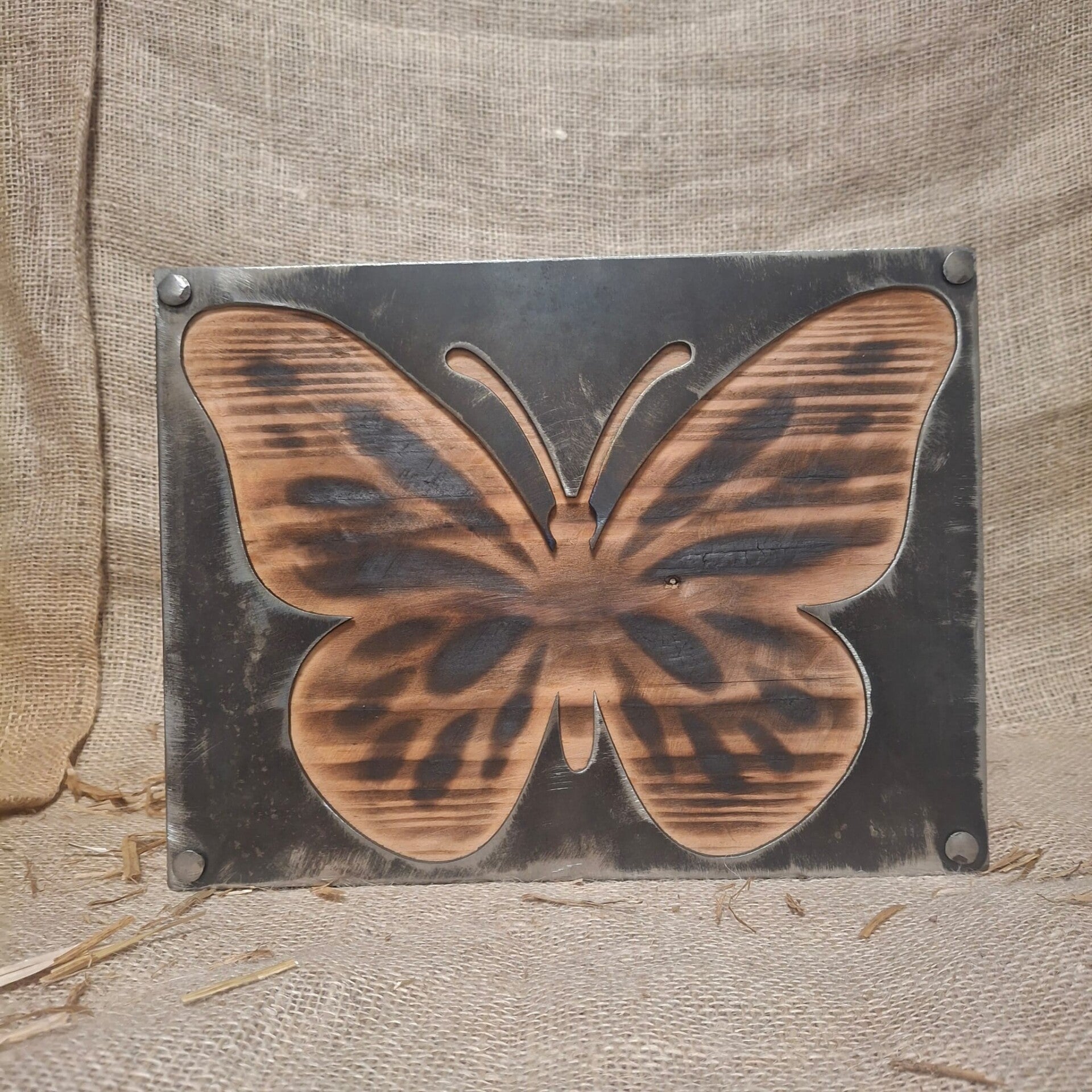 Vlinder - Houten / metalen wanddecoratie