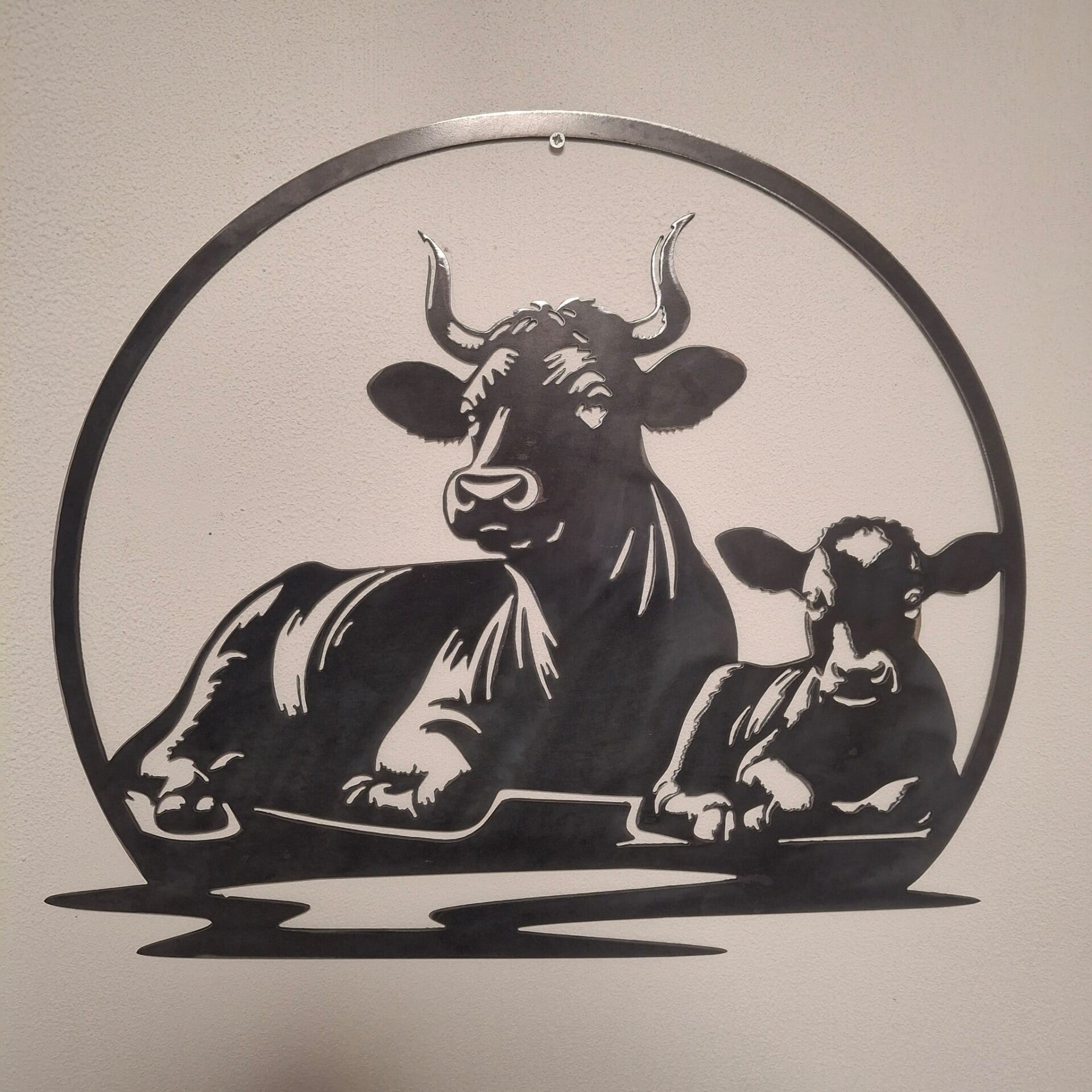 Koe met Kalf - Metalen wanddecoratie