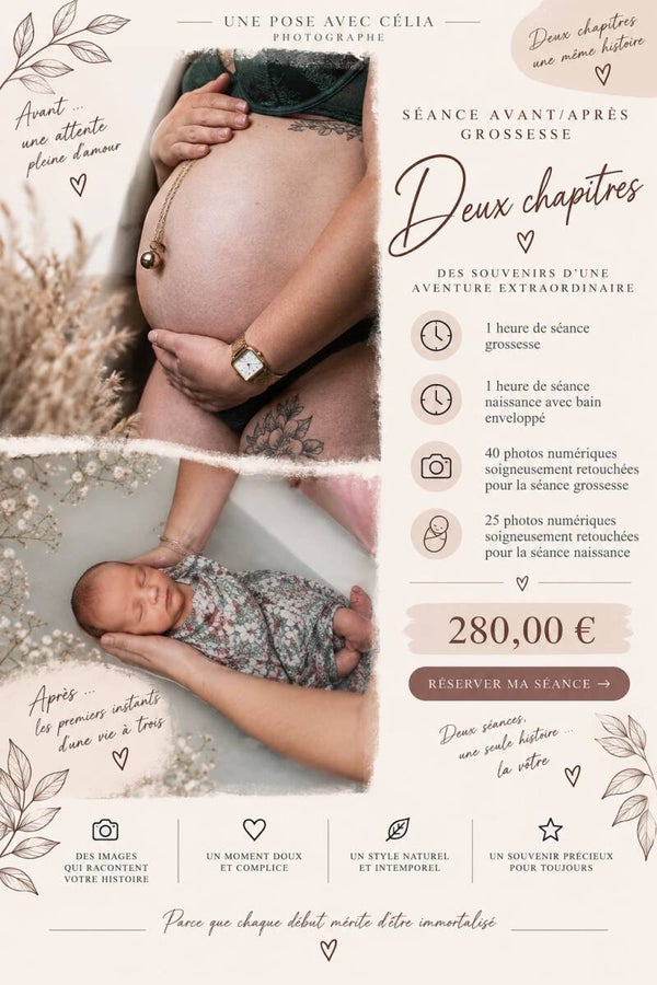 Séance avant/après grossesse + bain enveloppé