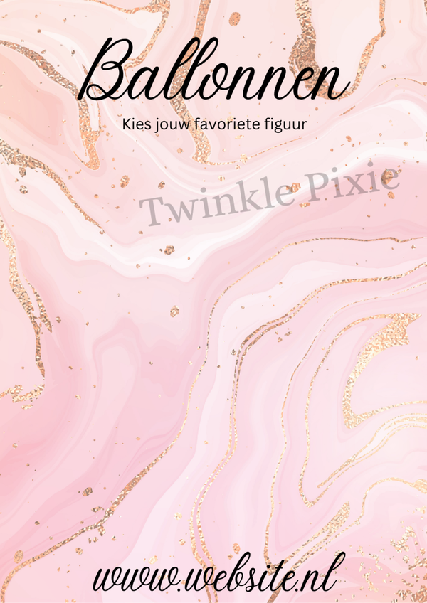 Ballonnen - menukeuzebord A3 - marmer