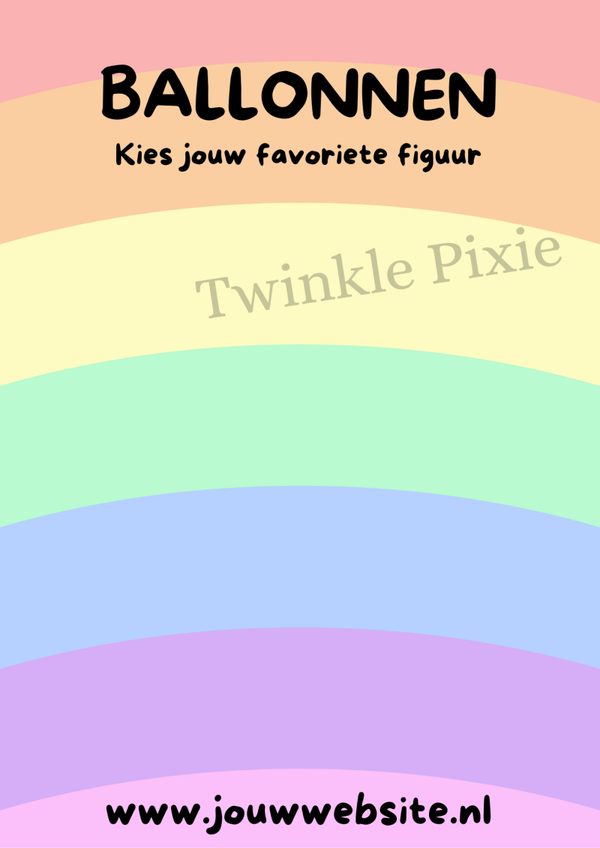 Ballonnen - menukeuzebord A3 - pastel regenboog