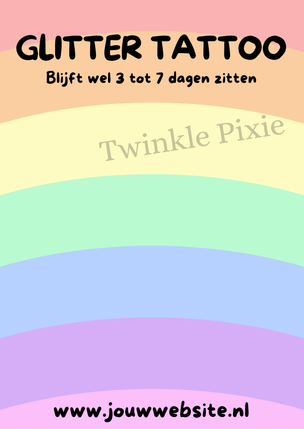 Glitter Tattoo - menukeuzebord A3 - pastel regenboog