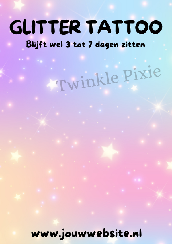 Glitter Tattoo - menukeuzebord A3 - pastel sterretjes