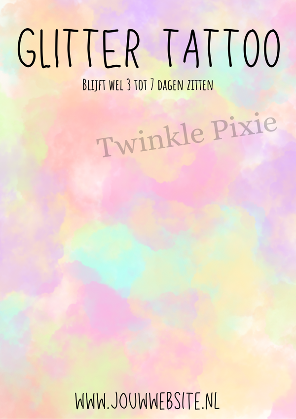 Glitter Tattoo - menukeuzebord A3 - pastel
