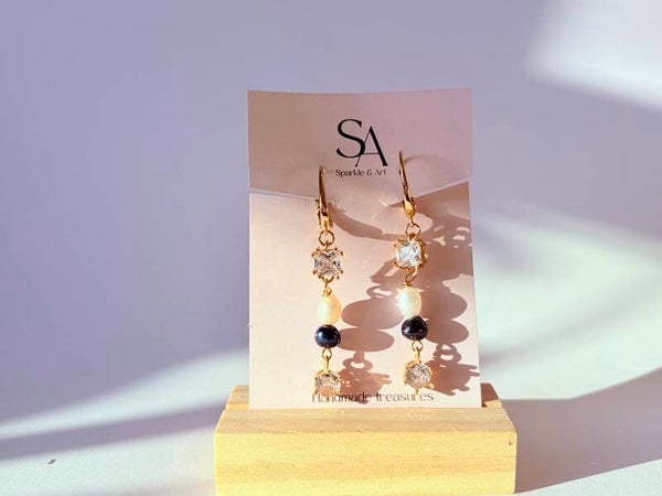 Dark Blue Pearls Sparkles oorbellen