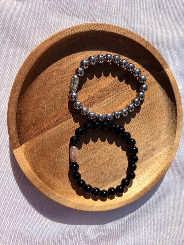 Midnight Noir onyx & Eclipse hematiet armband