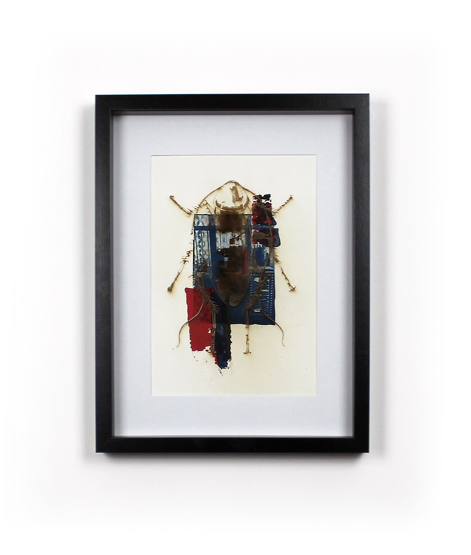 F - Acrylique, cyanotype et dessin numérisé gravé au laser sur papier - 19x28cm
