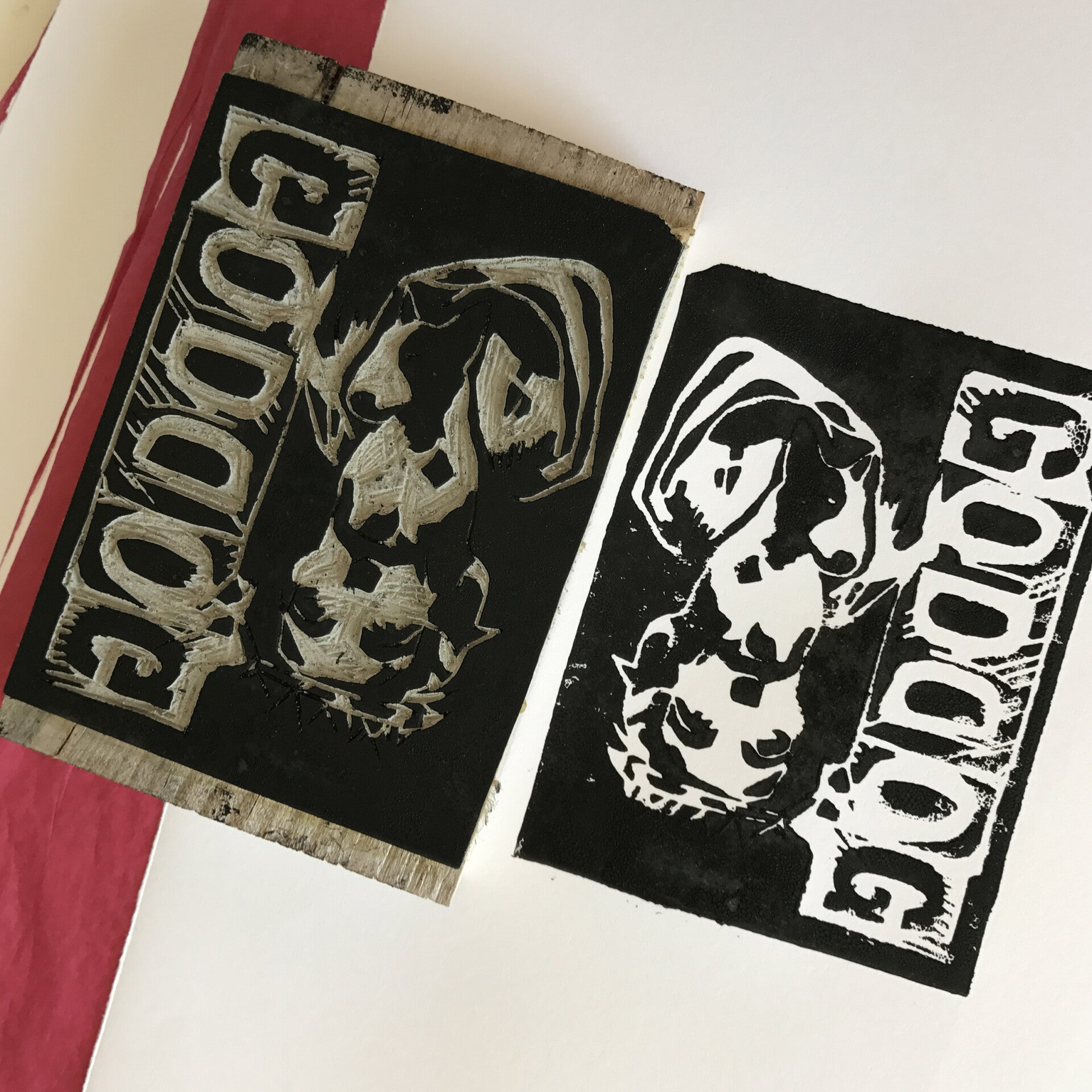 goddog 2 - linogravure - 10x15 cm