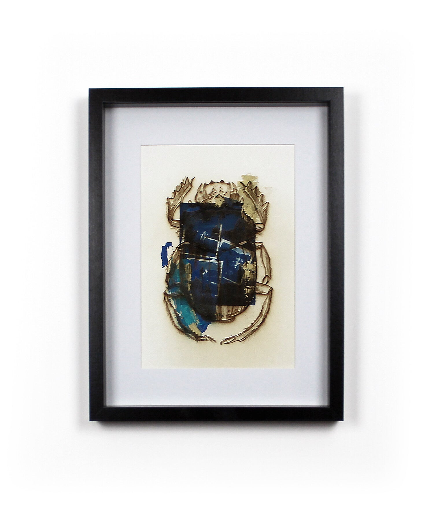 K - Acrylique, cyanotype et dessin numérisé gravé au laser sur papier - 19x28cm