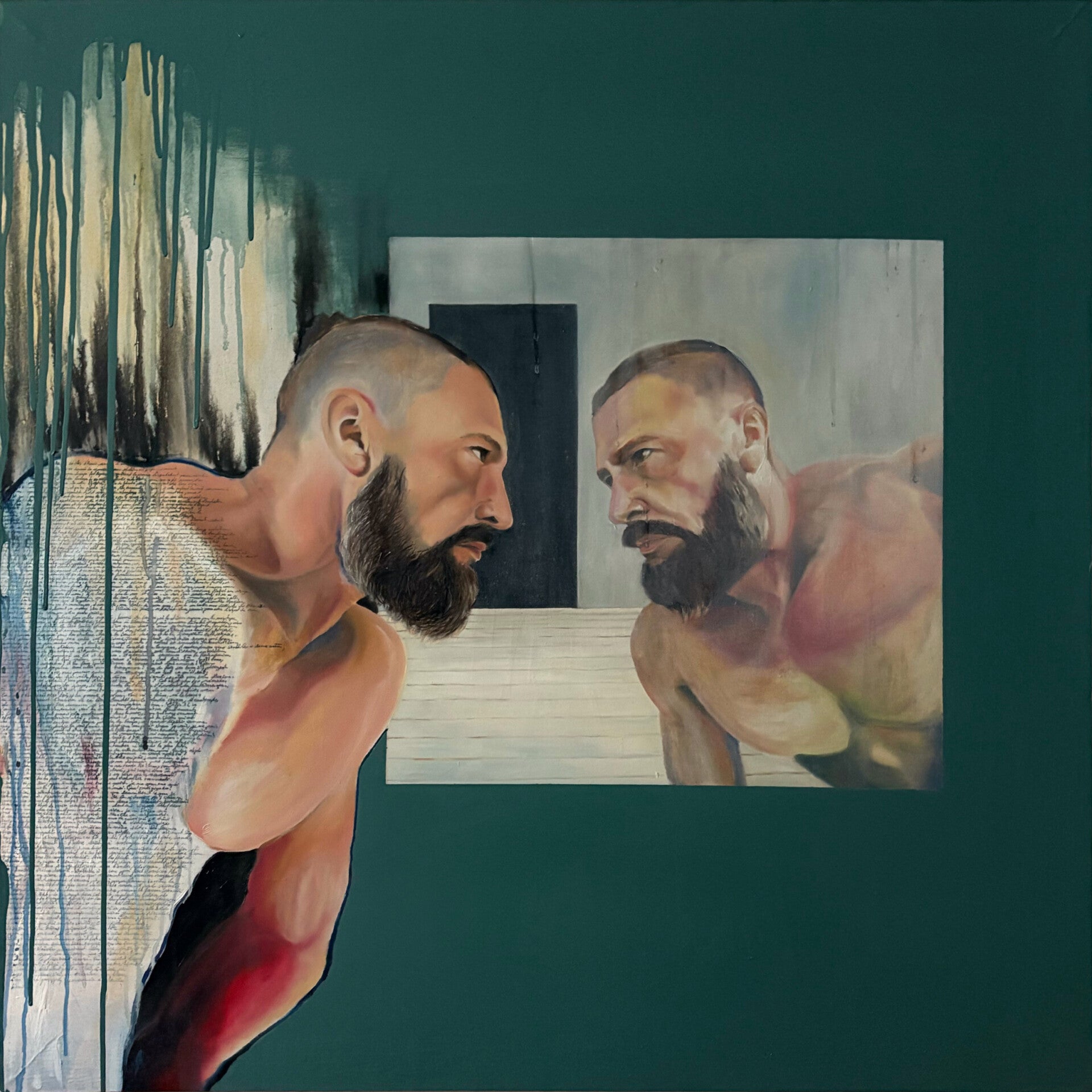 Se réfléchir - huile sur toile - 1m x 1m - 2026
