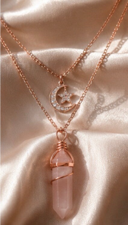 Copper Moon with pink crystal self love and gentle relationships