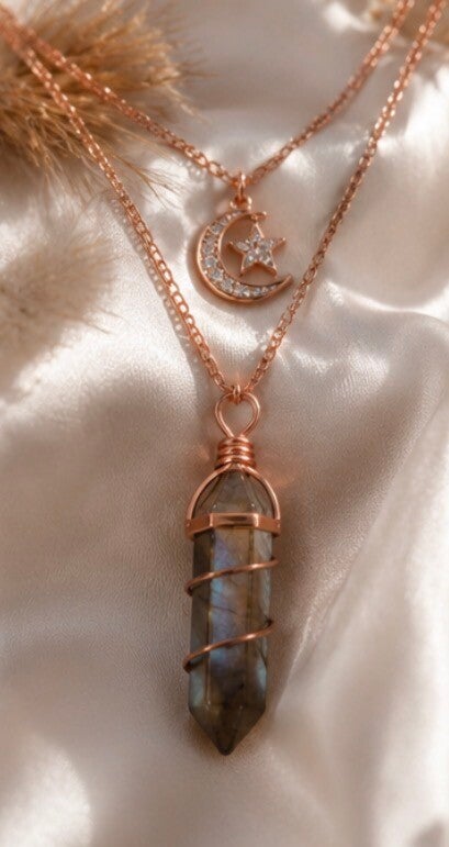 Copper Moon with Earthy Blue-Green crystal Grounded court protection