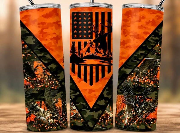 Orange Camo 20oz Tumbler