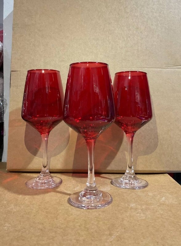 SET 6 PZ CALICI IN VETRO ROSSI 430ML LINEA ARCA