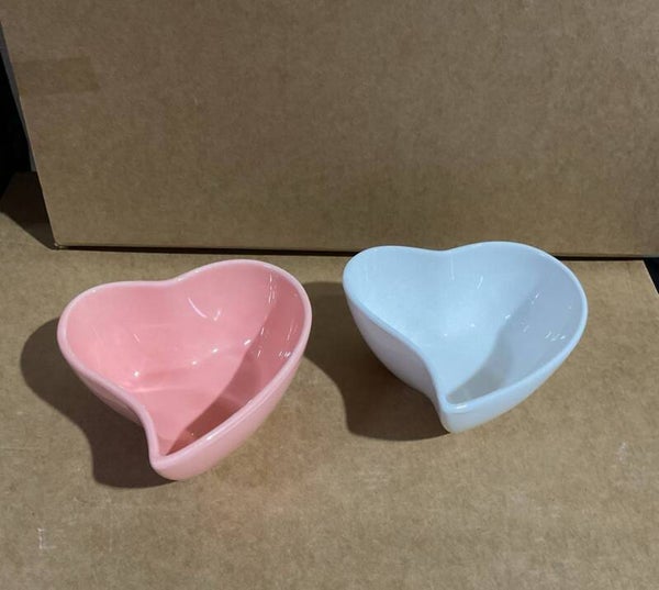 COPPIA 2PZ CIOTOLINE CUORE IN CERAMICA (1 ROSA E 1BIANCA)