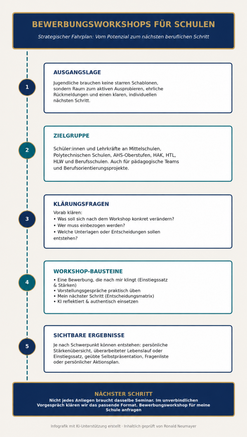 Infografik: Bewerbungsworkshops für Schüler:innen und Lehrkräfte – vom Potenzial zum nächsten beruflichen Schritt