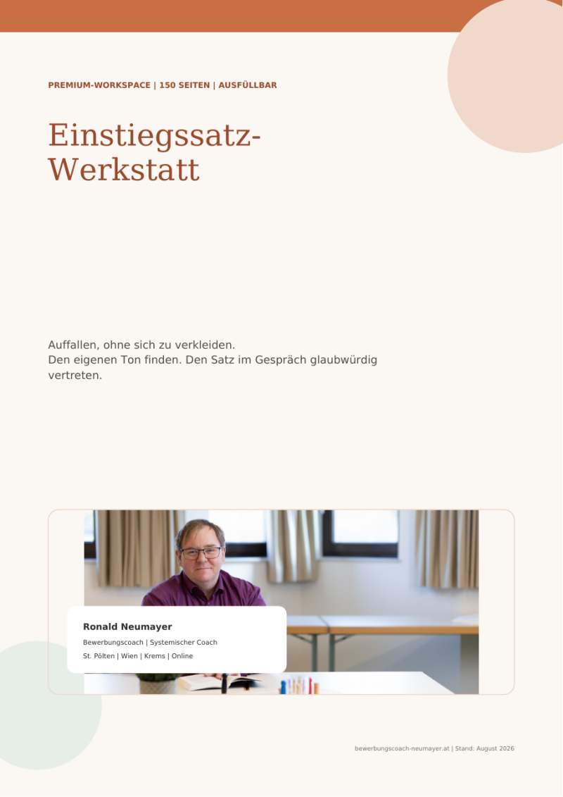 Cover der Einstiegssatz-Werkstatt – 150-seitiger ausfüllbarer Premium-Workspace von Ronald Neumayer