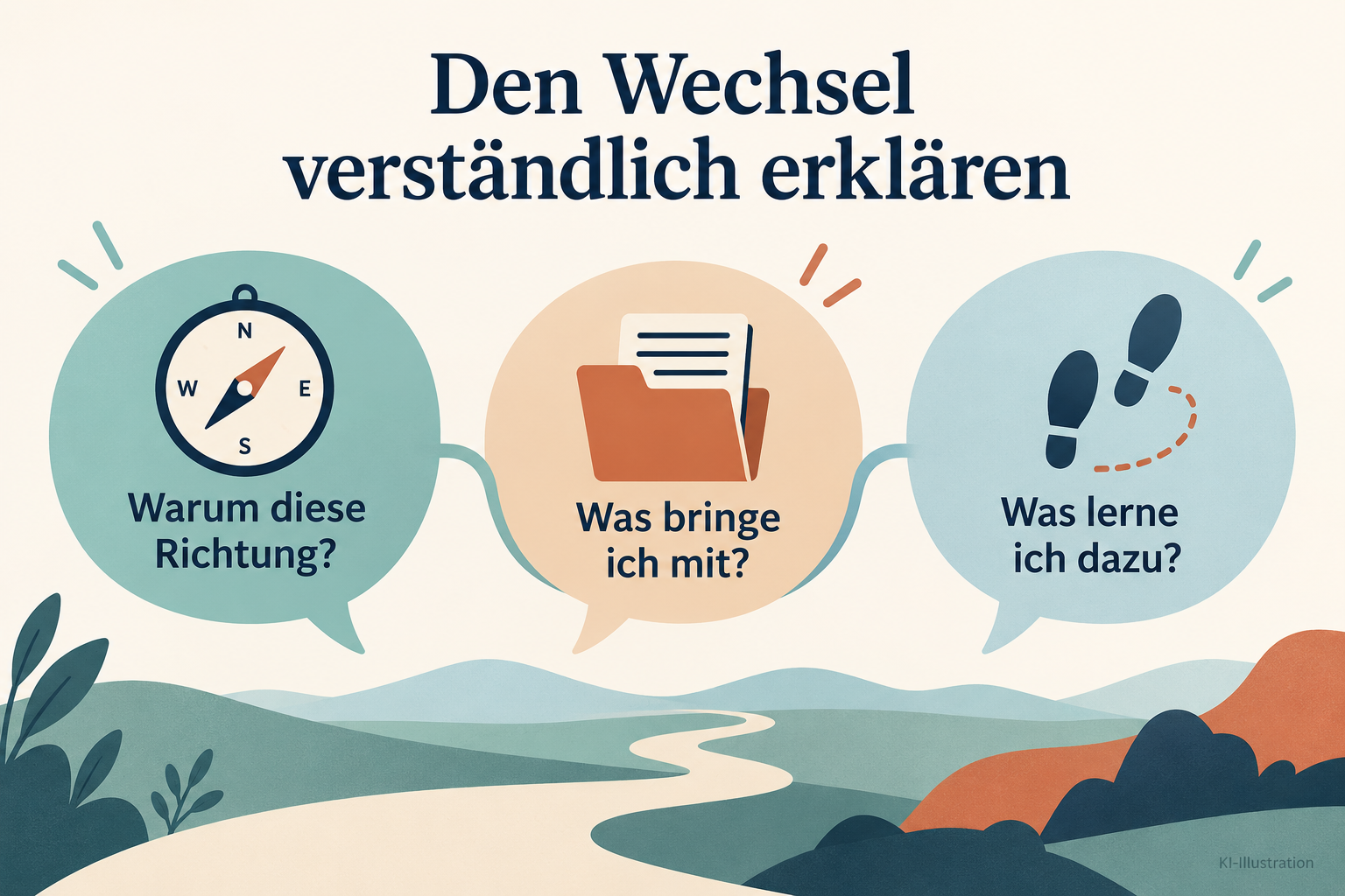 Drei Leitfragen für das Wechselgespräch: Warum diese Richtung, was bringe ich mit und was lerne ich dazu?