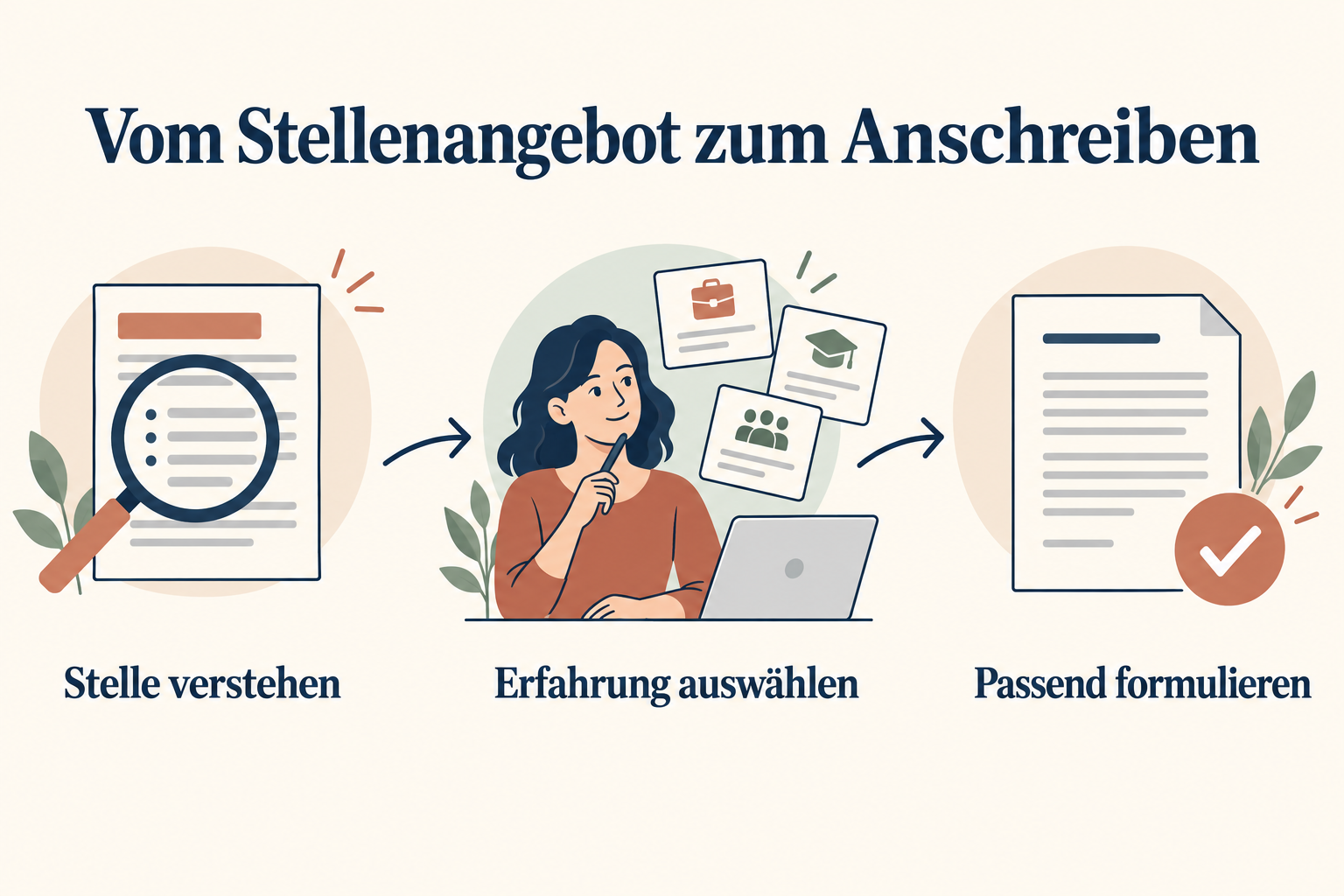 Stelle verstehen, Erfahrung auswählen und passend formulieren.