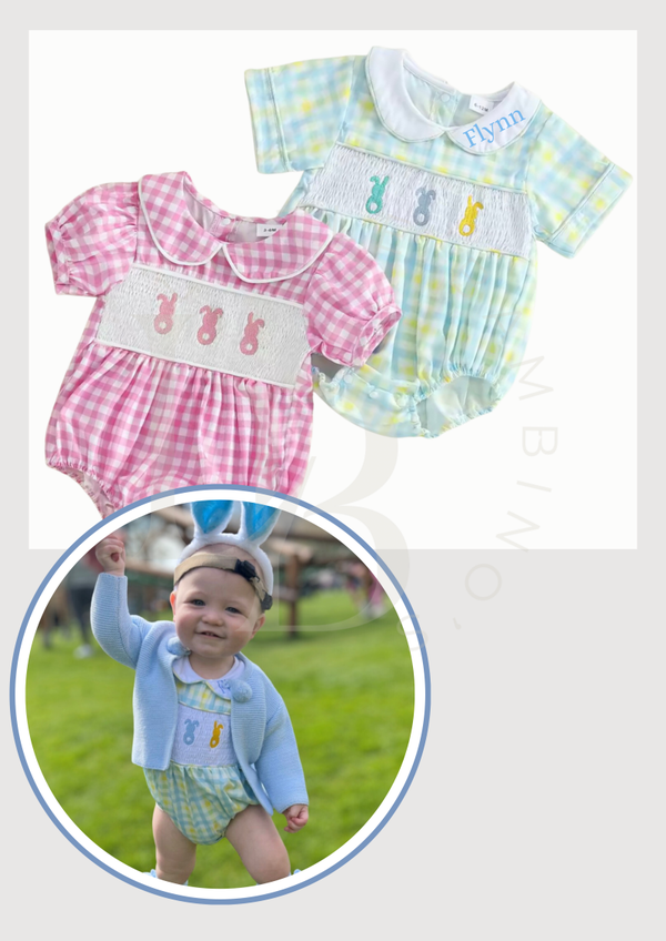 Smocked Bunny Rompers