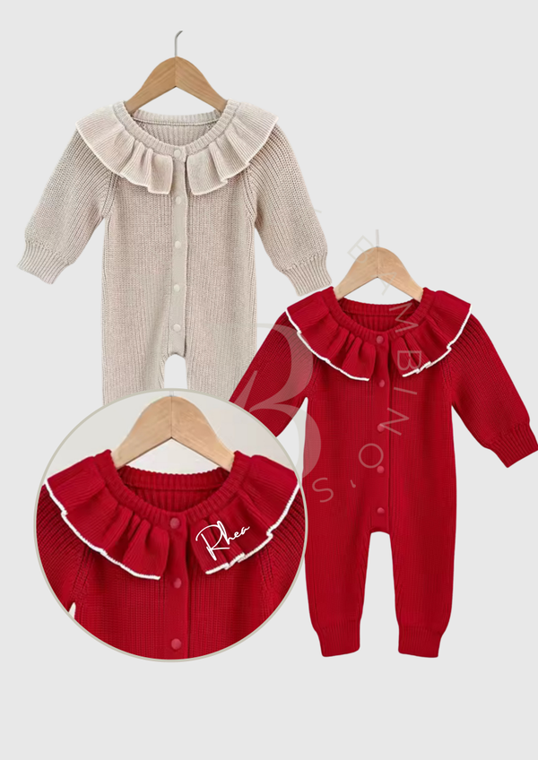 Knitted Frill Collar Romper