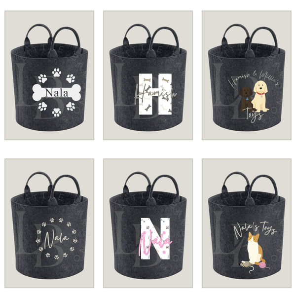 Personalised Felt Storage Baskets - Pets