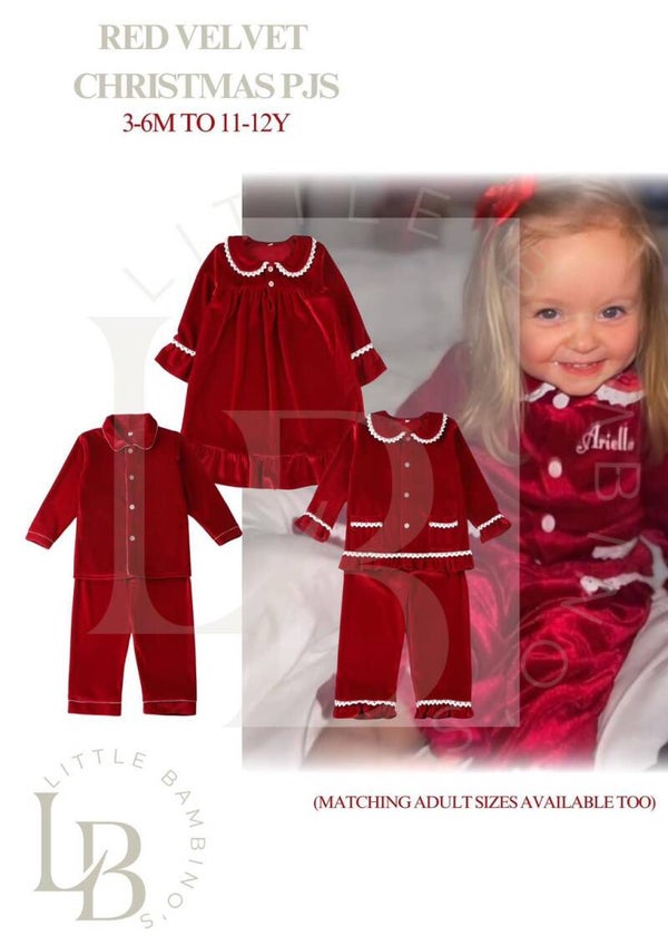 Red Velvet Pyjamas - Kids