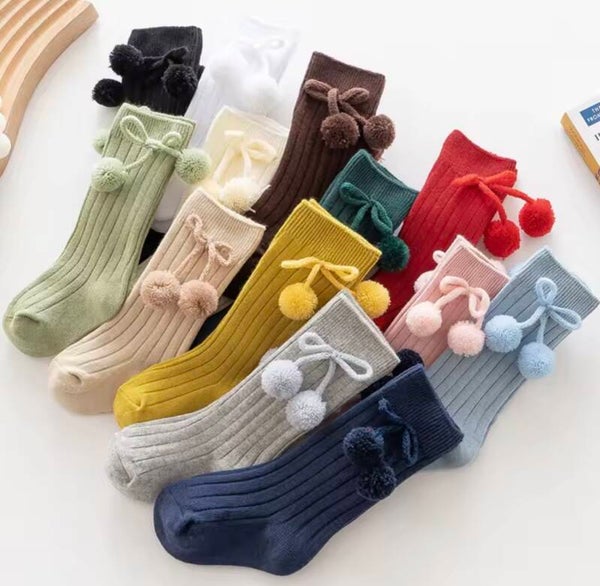 Knee High PomPom Socks