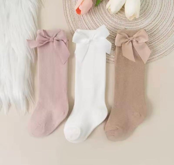 3 Pack Bow Knee High Socks