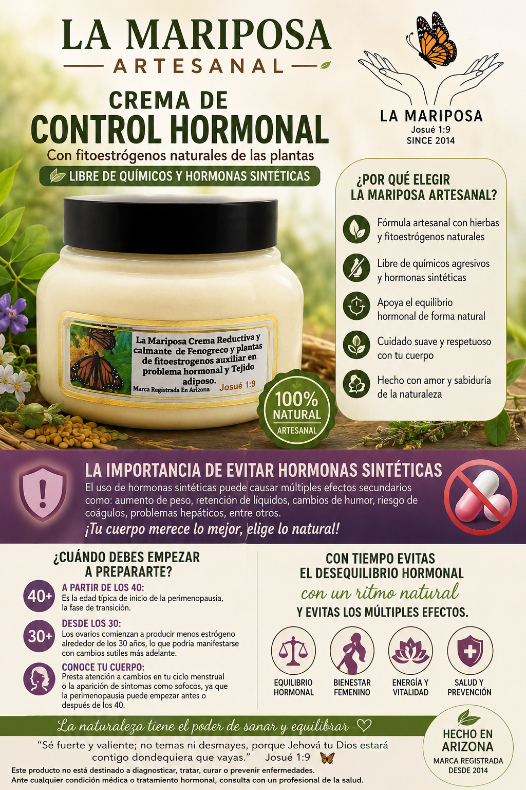 Crema equilibrio hormonal Menopausia y Reducción corporal.