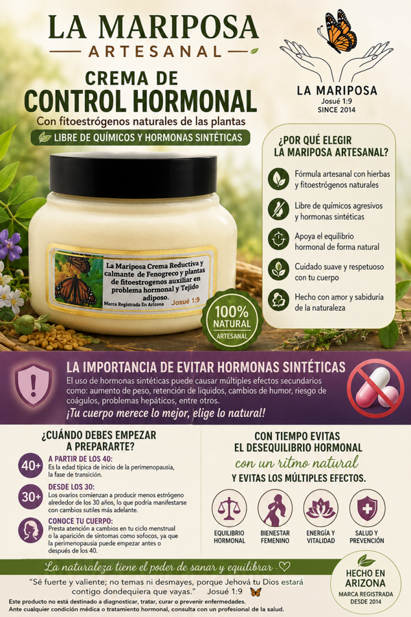 Crema equilibrio hormonal Menopausia y Reducción corporal.