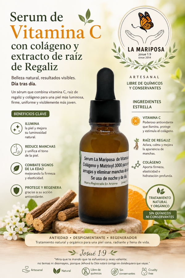 Serum Vitamina C,  Colágeno y  Raiz de Regaliz