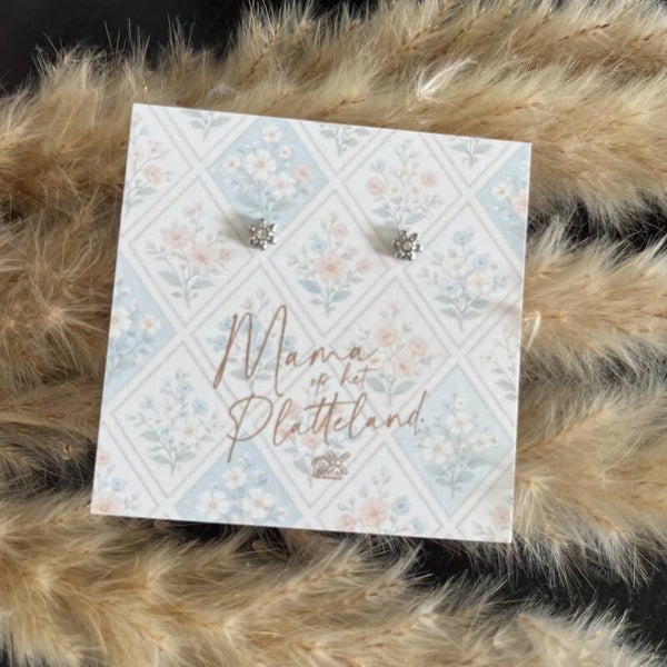Oorknopjes | Bloem met diamantje