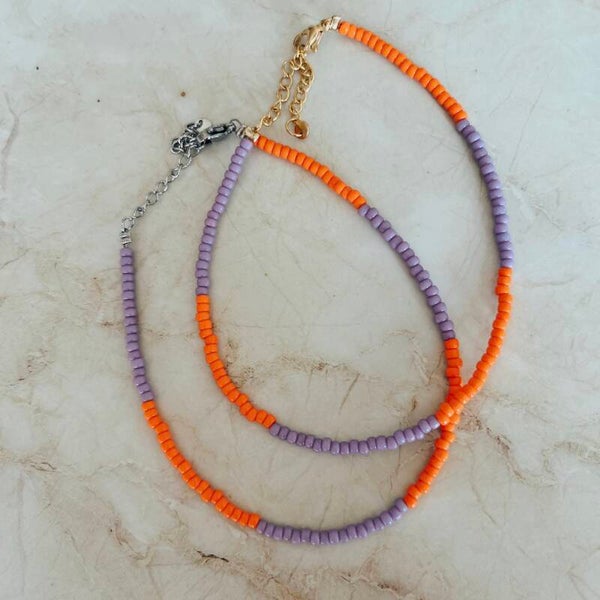 Enkelbandje - orange&purple