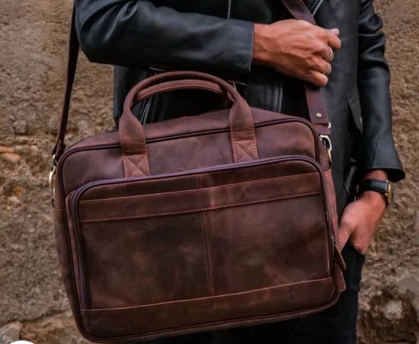 Everyday Companion Leather Laptop Bag - 100% Genuine Leather, Fits 15.5” Lap