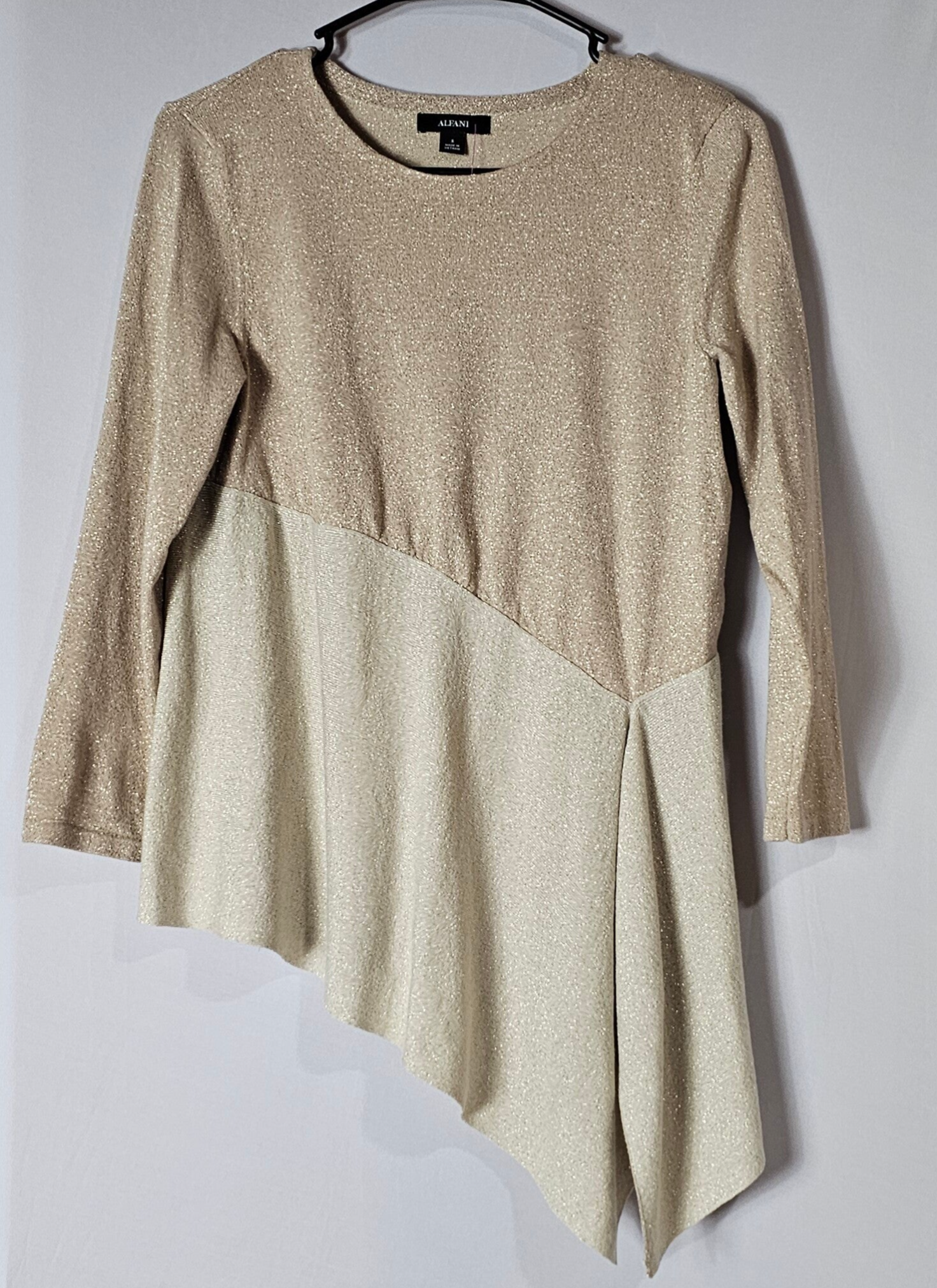 Alfani Women's Asymmetrical Gold Colored Top Size Small