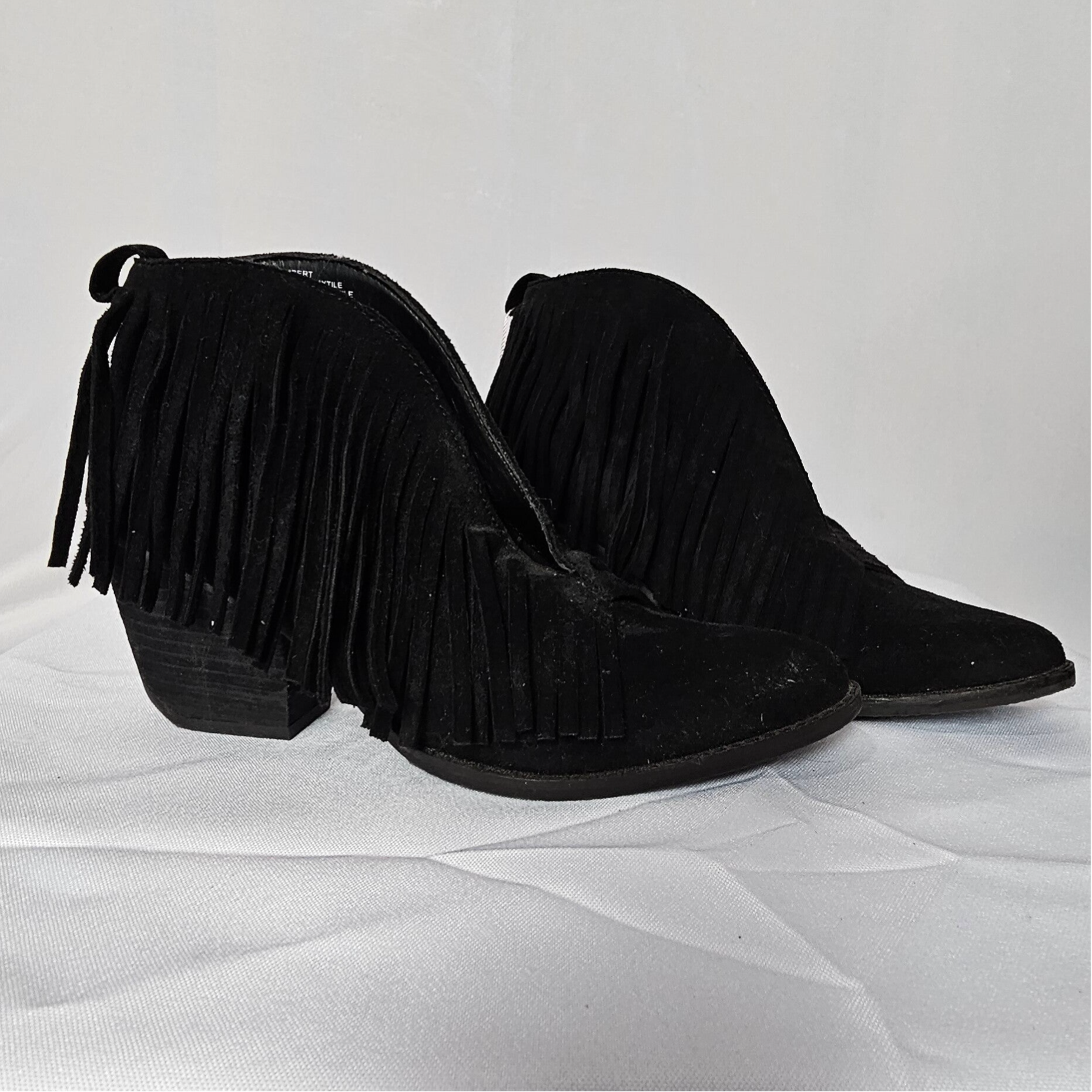Coconuts Black Fringe Booties Size 7