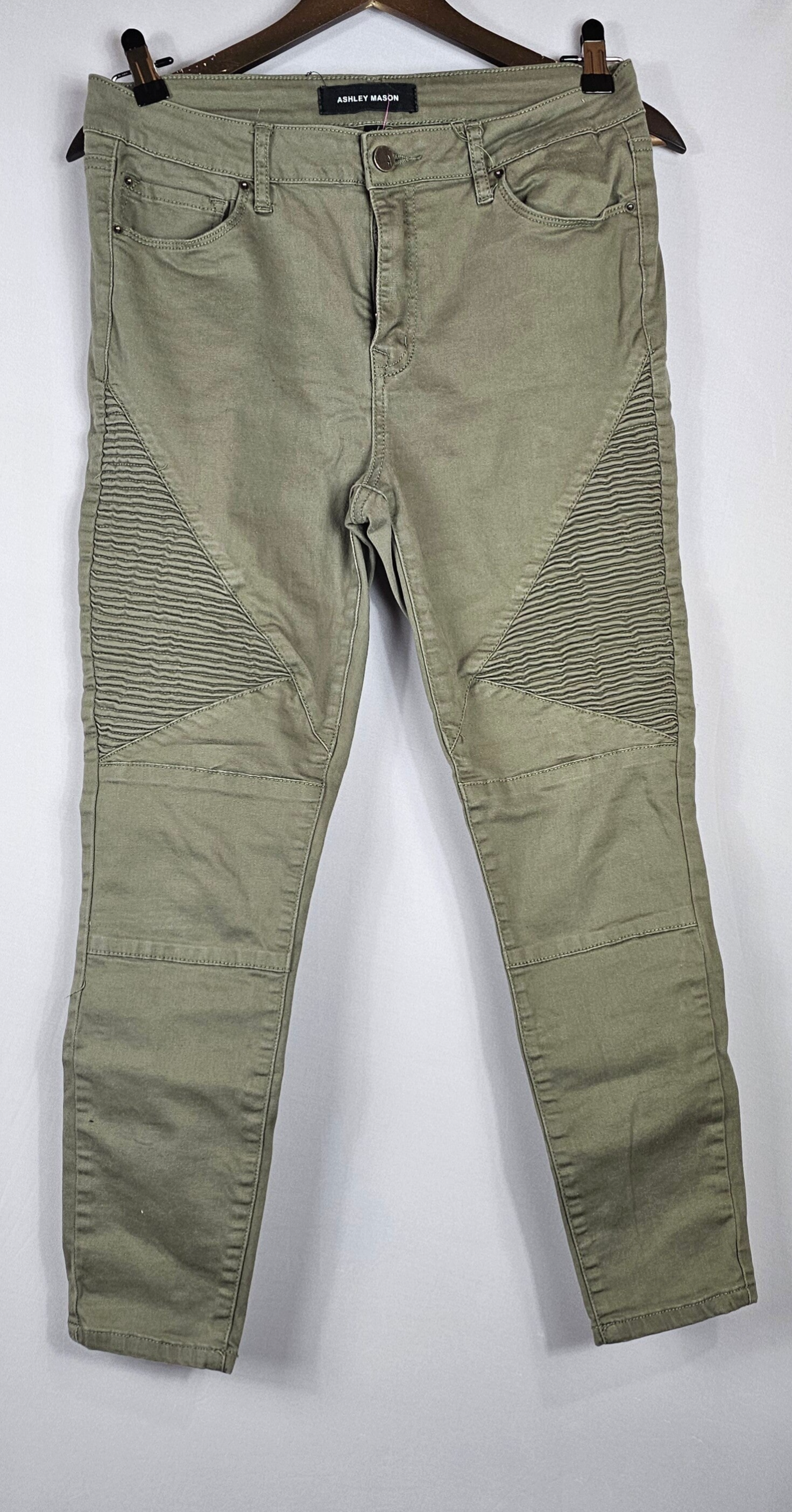 Ashley Mason Olive Green Ruched Stretch Skinny Juniors Pants Size 11/30