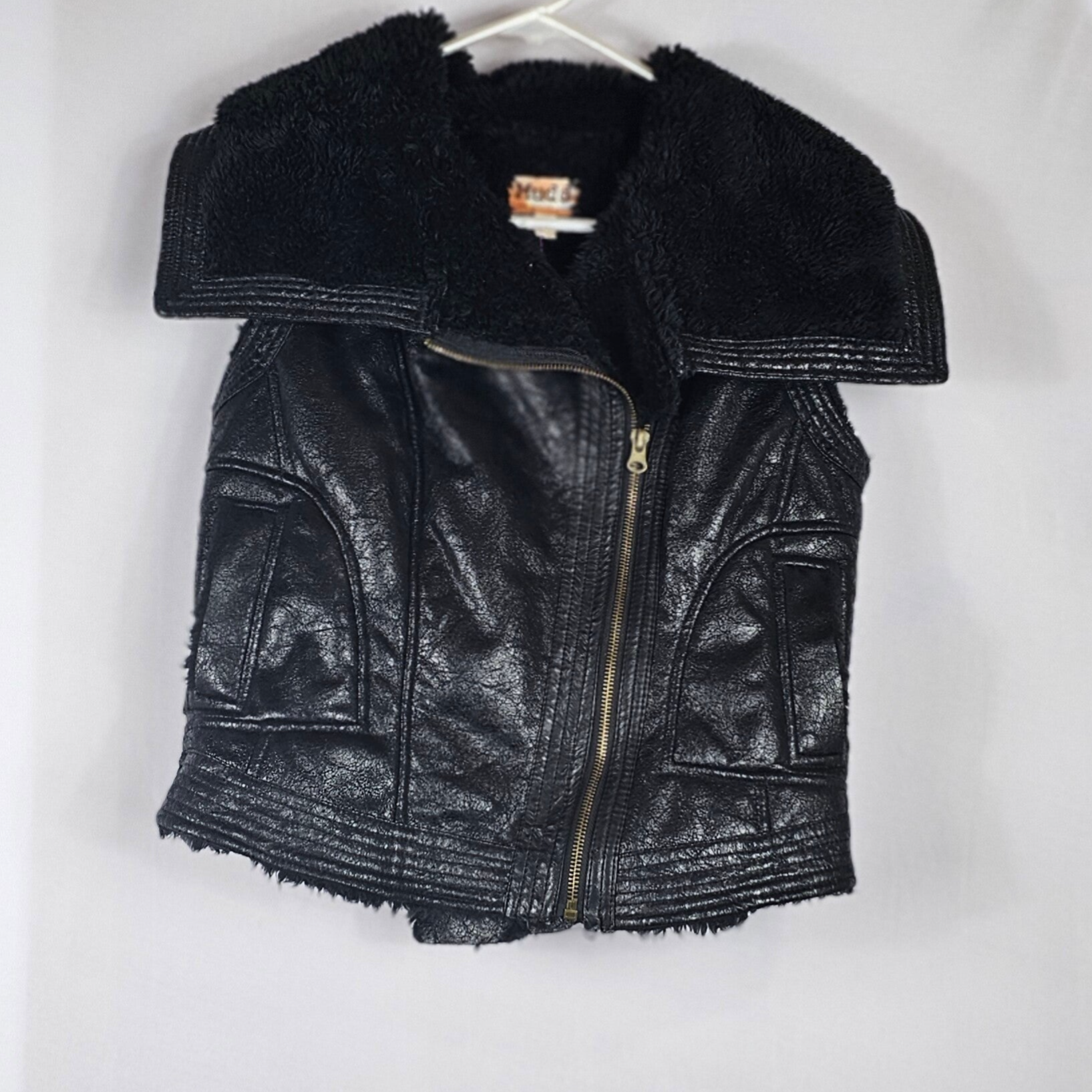 Mudd Juniors Faux Leather Black Vest Size Medium