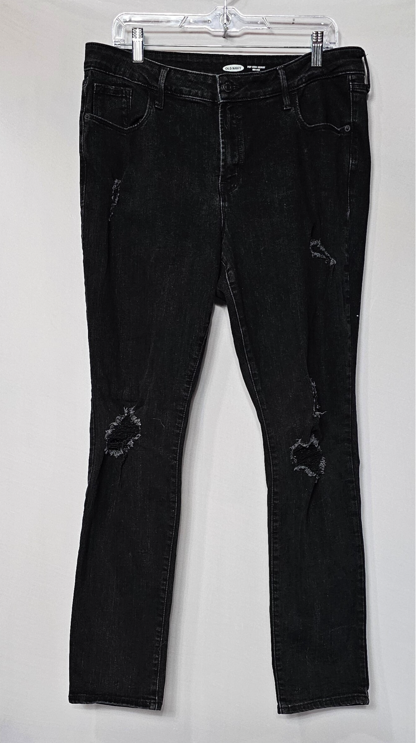 Old Navy Distressed Black Pop Icon Skinny Jeans Size 16 Long
