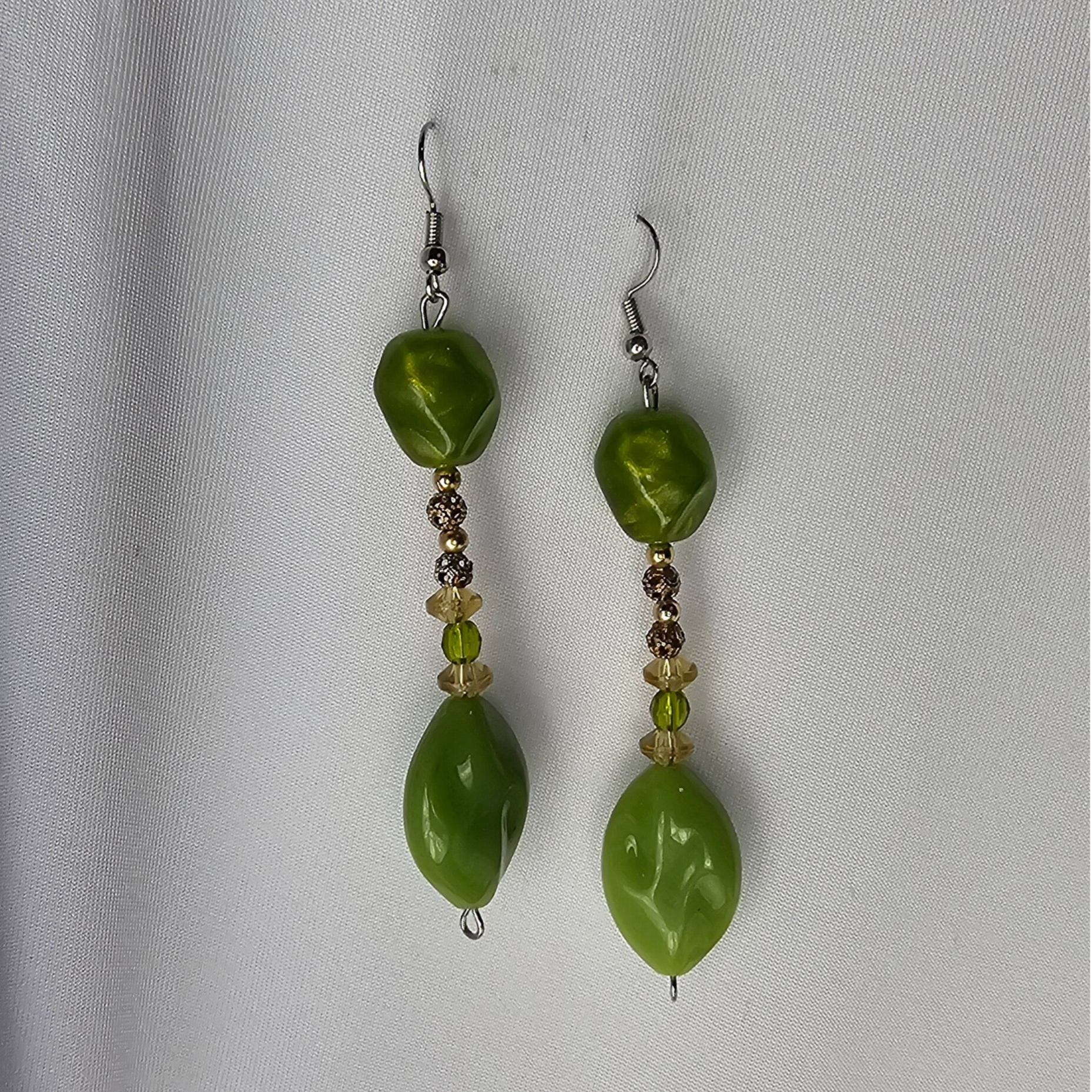 Green Dangle Earrings Handmade